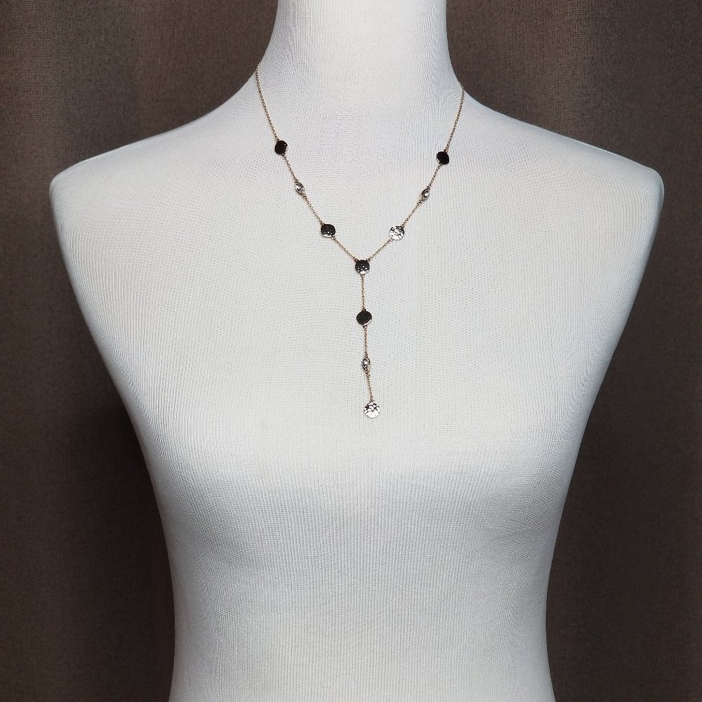 Rachel Roy Gold-Tone Crystal Hammered Necklace